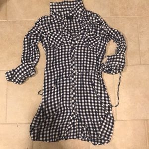 Gingham shirt dress